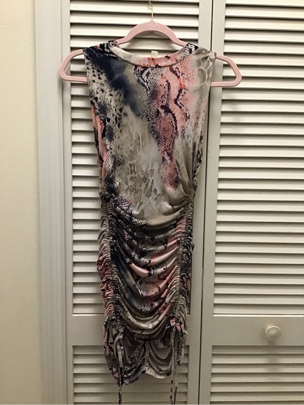 privy Snake-Print Sleeveless Dress in Pink, Gray & Navy